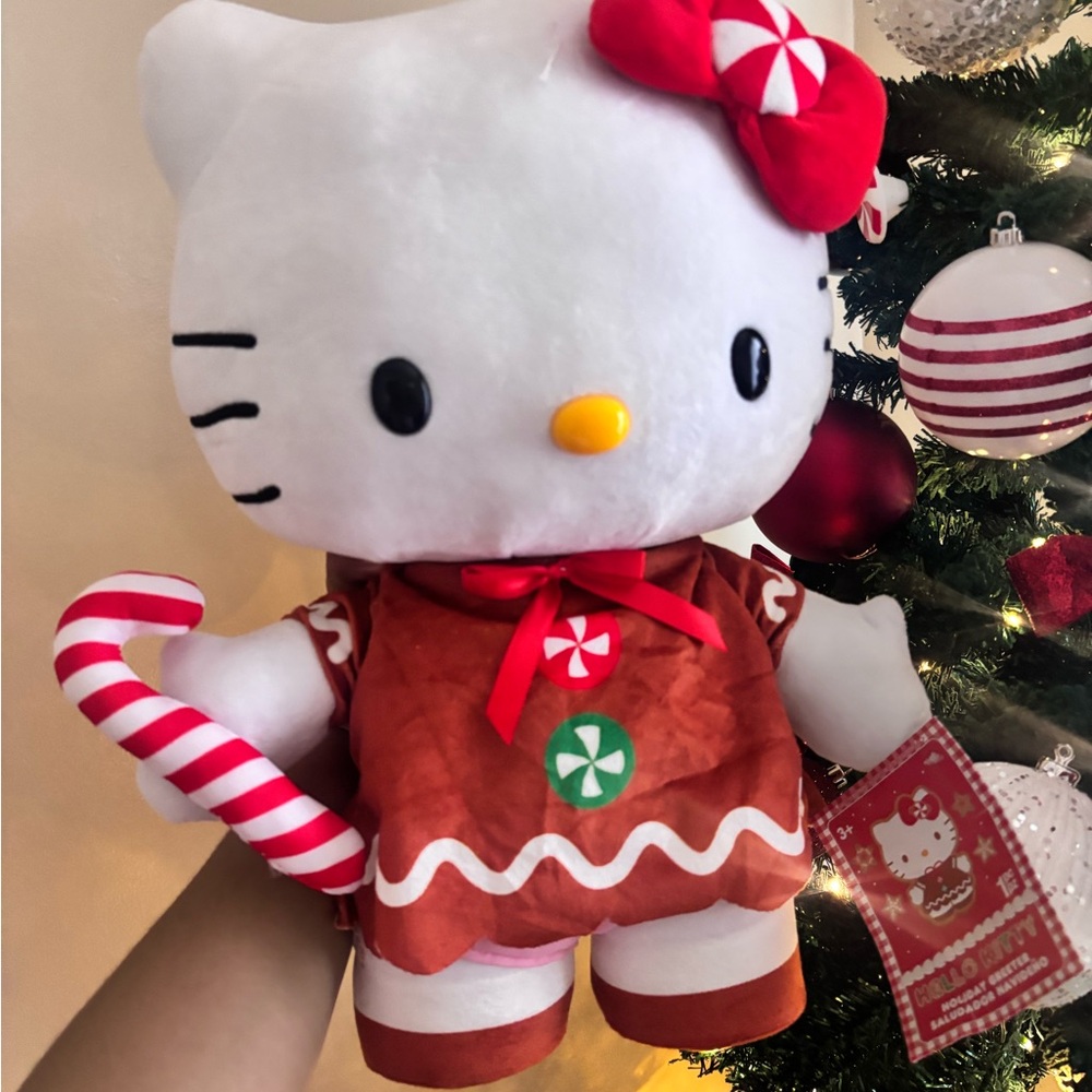 Hello Kitty Red and White Plush with Candy Cane